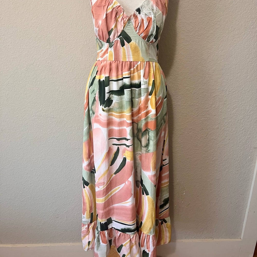 Simplee Apparel Colorful Abstract Midi Dress - Picture 2 of 11